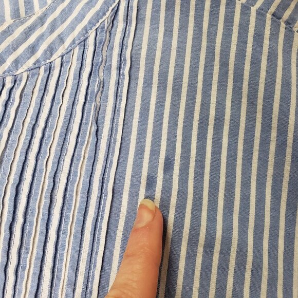 Woman Within Striped Button Up Top Size 2X Blue Capsule Nautical Preppy Classic - Picture 5 of 16